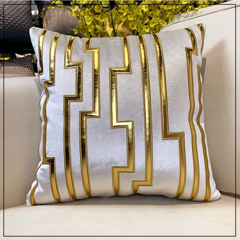 Beige Gold Velvet Cushion Cover – 45x45cm Decorative Throw Pillow Case