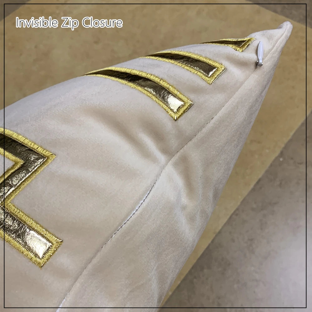 Beige Gold Velvet Cushion Cover – 45x45cm Decorative Throw Pillow Case