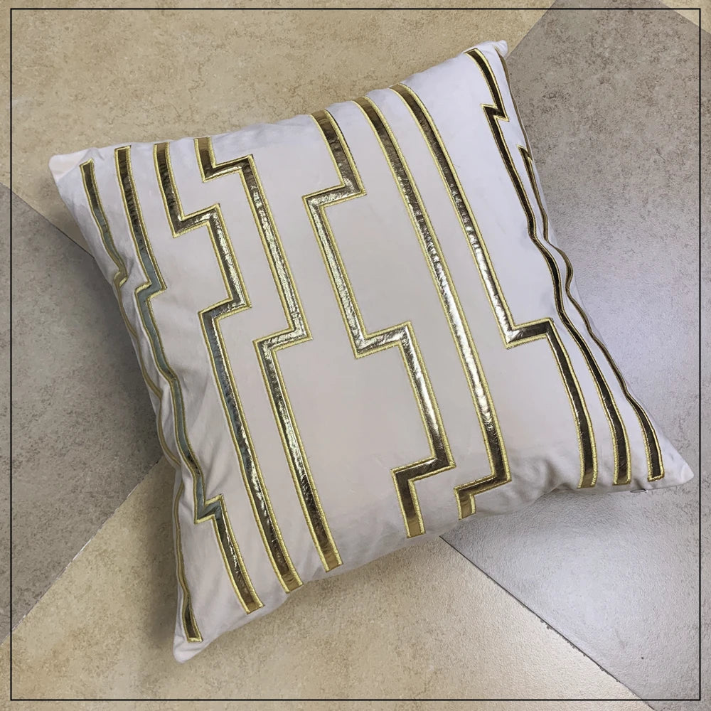 Beige Gold Velvet Cushion Cover – 45x45cm Decorative Throw Pillow Case