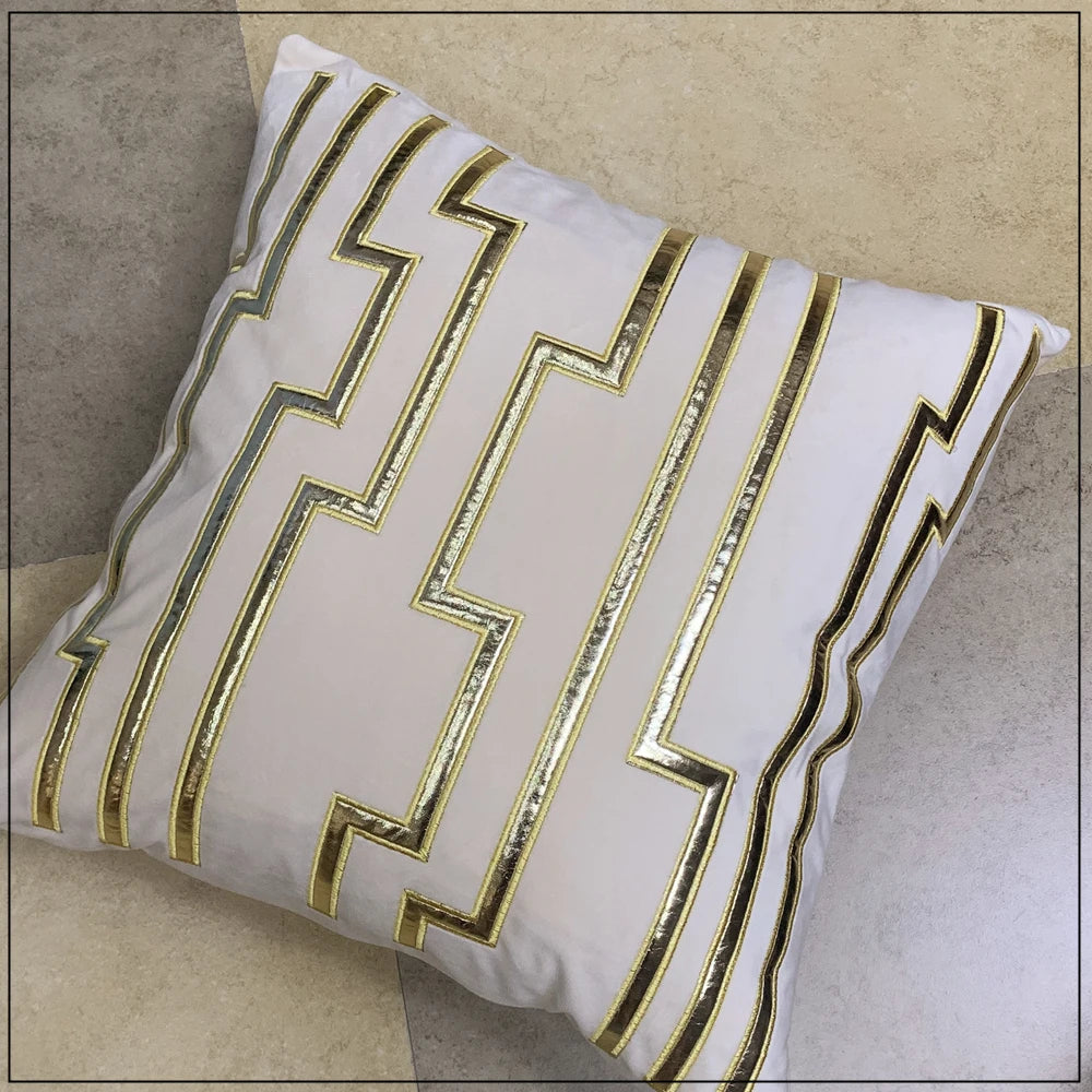 Beige Gold Velvet Cushion Cover – 45x45cm Decorative Throw Pillow Case