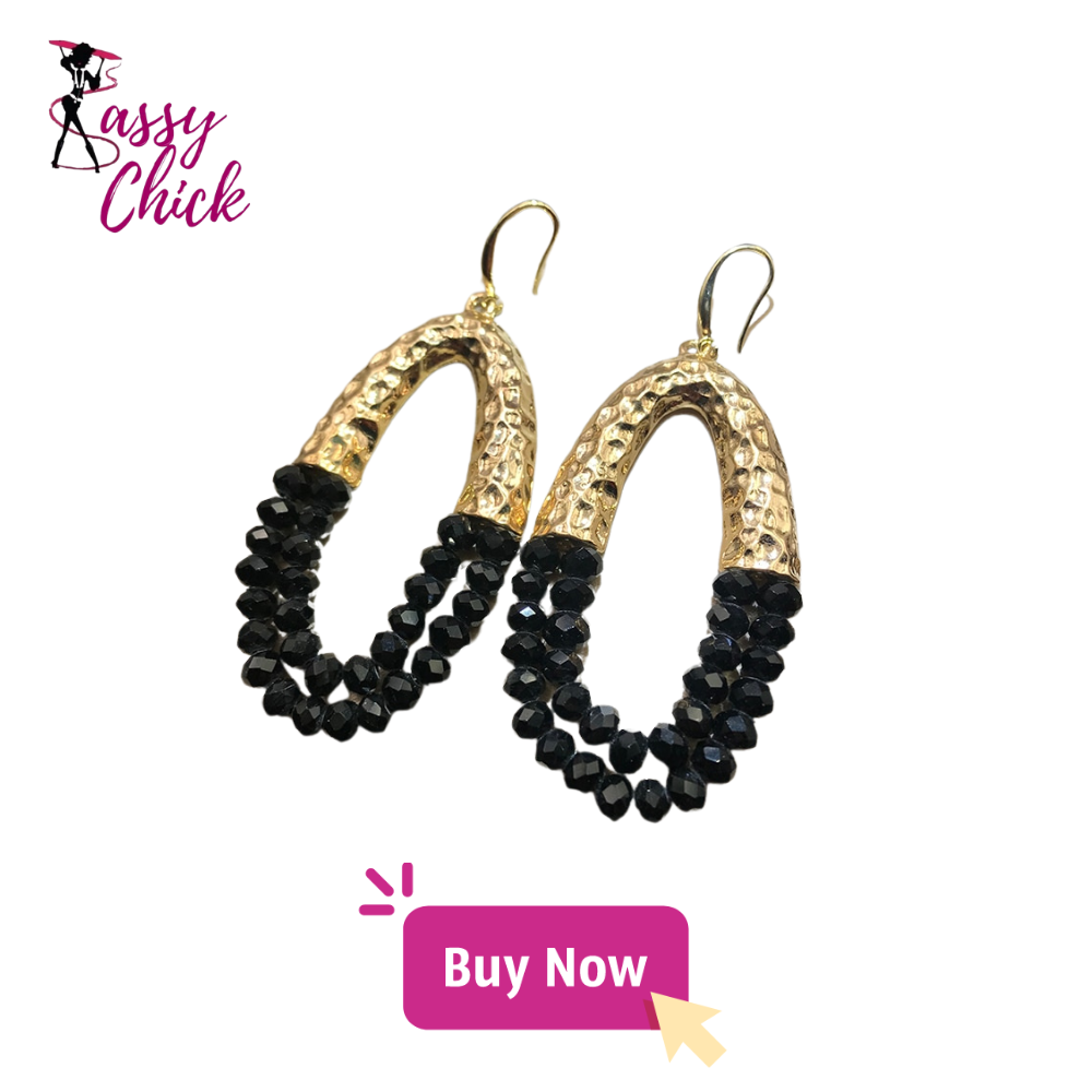 Big Long Oval Handmade Bead Earrings