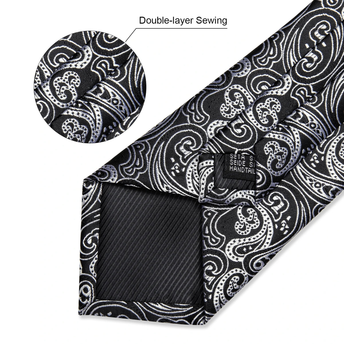Black And Silver Paisley Floral Men's TiesBlack And Silver Paisley Floral Men's Ties