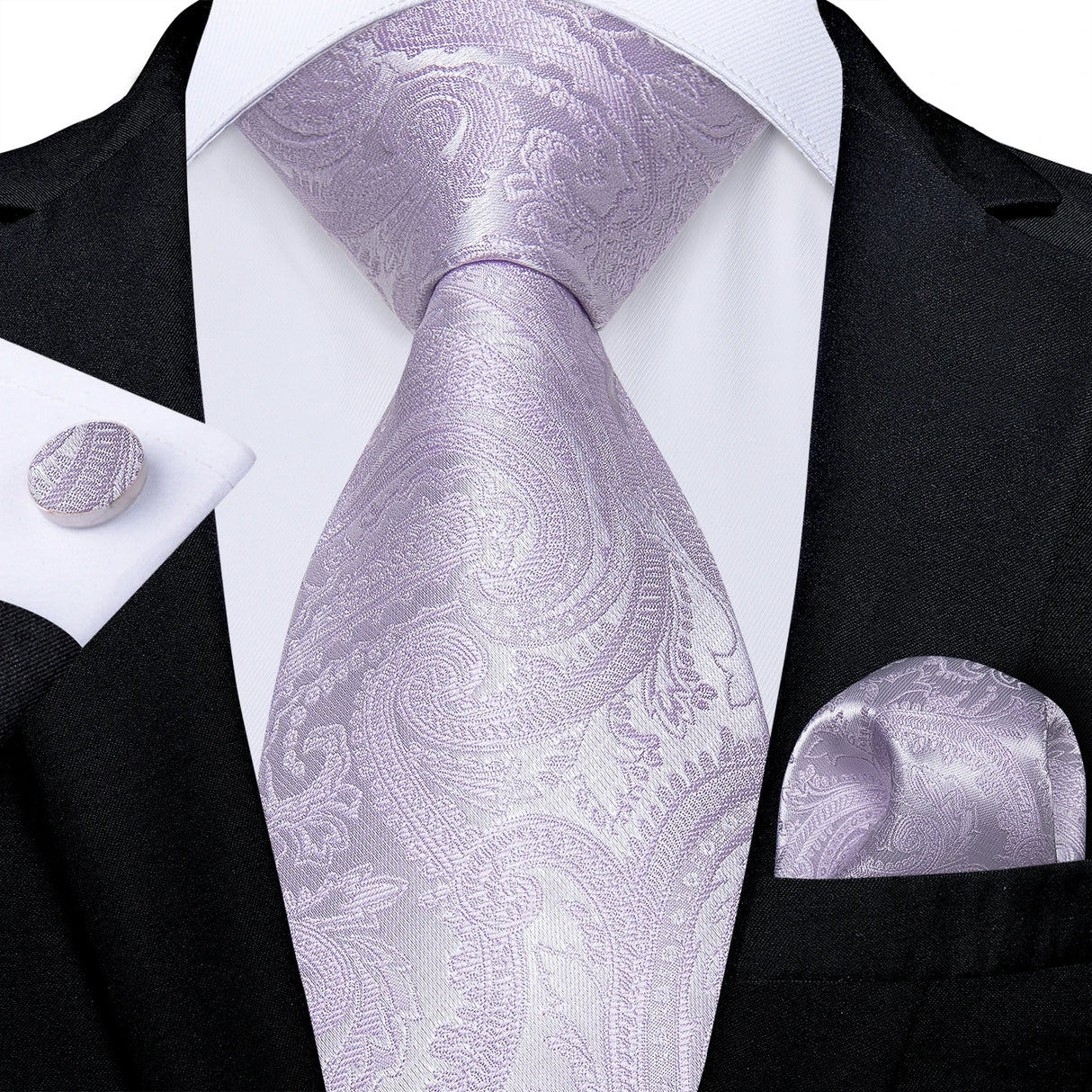 White and Purple Paisley Floral Men's Ties