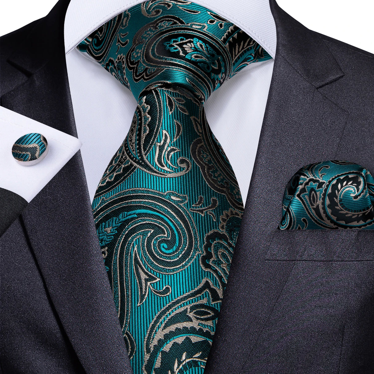 Green Paisley Floral Men's Ties