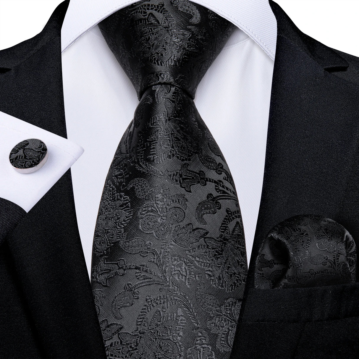 Black Paisley Floral Men's Ties