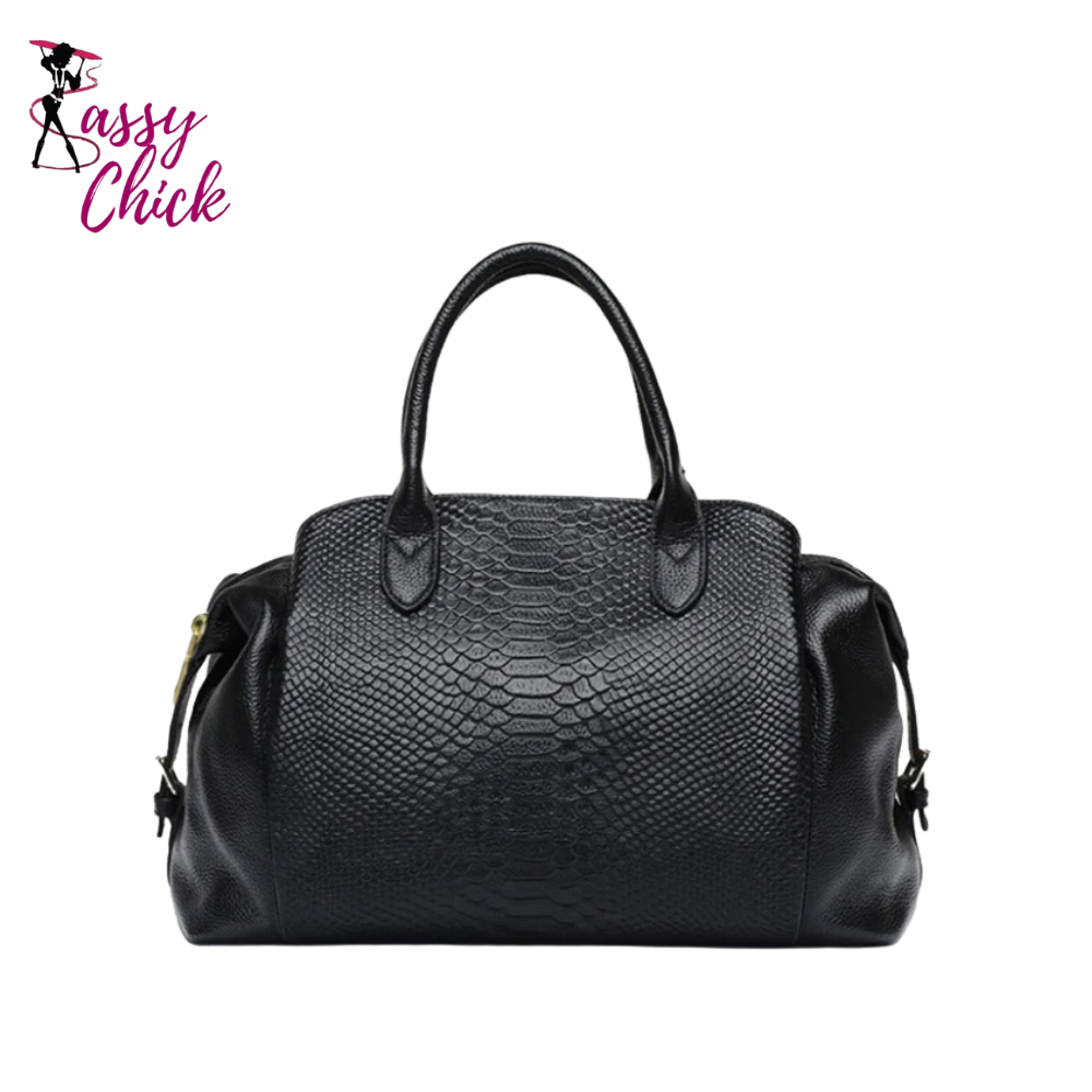 Black Commuter Crocodile Pattern Women's Bag Sassy Chick Logo