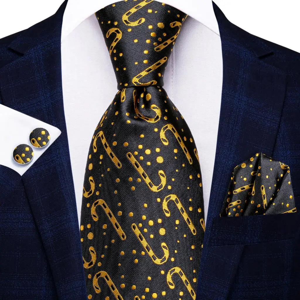black gold dot pattern tie set