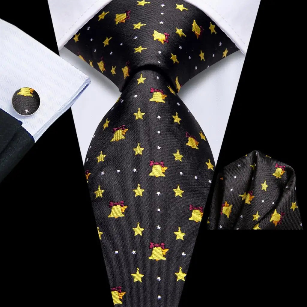 black gold star pattern tie set