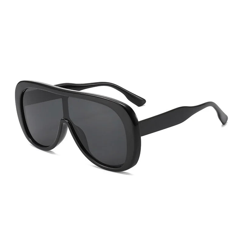 Black Square Vintage Oversize Shield Sunglasses