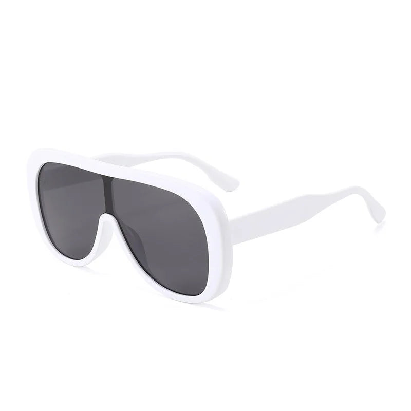 White Square Vintage Oversize Shield Sunglasses
