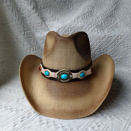 brown cowboy straw hat