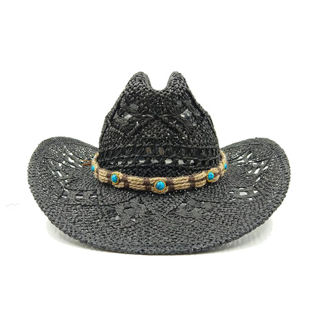 black cowboy straw hat