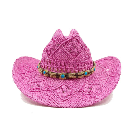pink cowboy straw hat