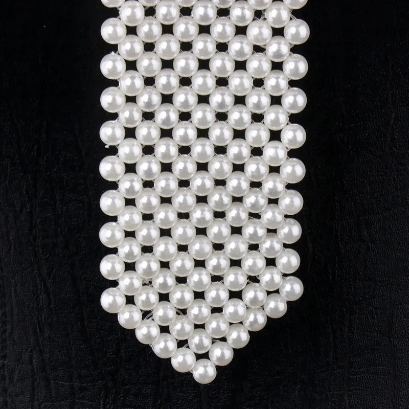Black White Pearl Fashion Style Necktie