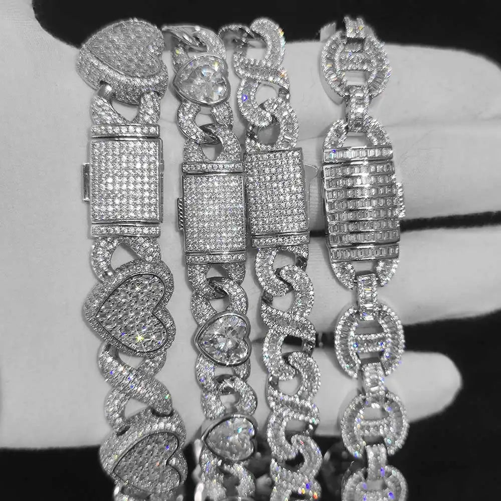 Locks Bling 15mm White Gold Plated Choker Iced out Jewelry