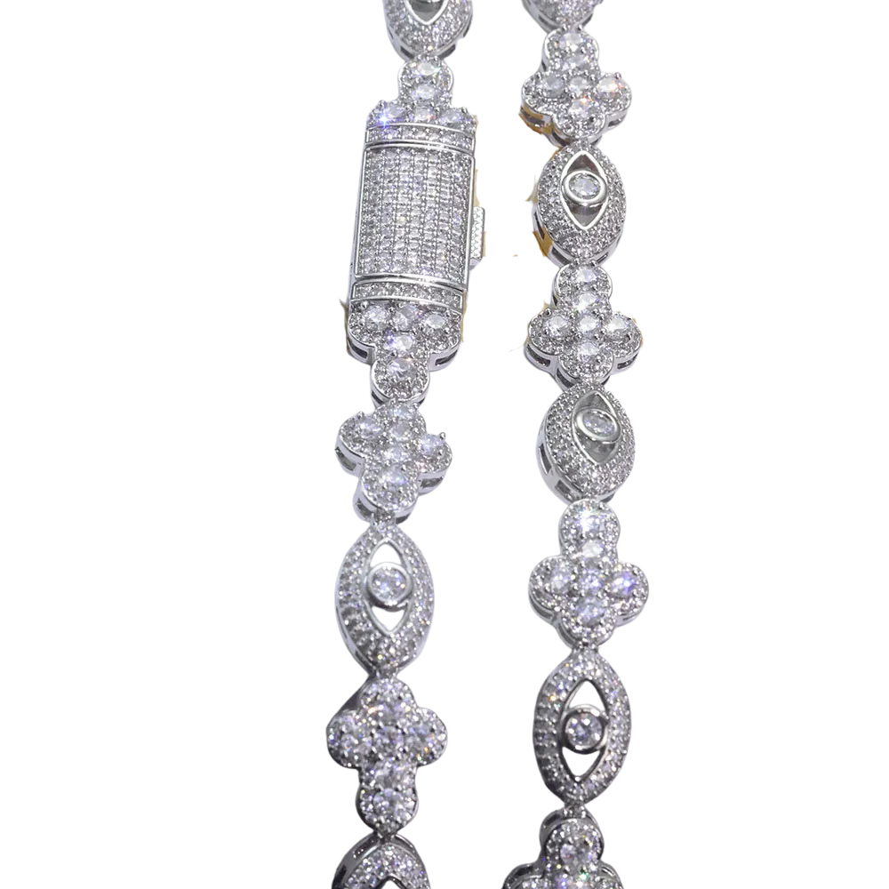 Bling Brass 5A Eye Chain Gold-Plated Cubic Zirconia Bracelet