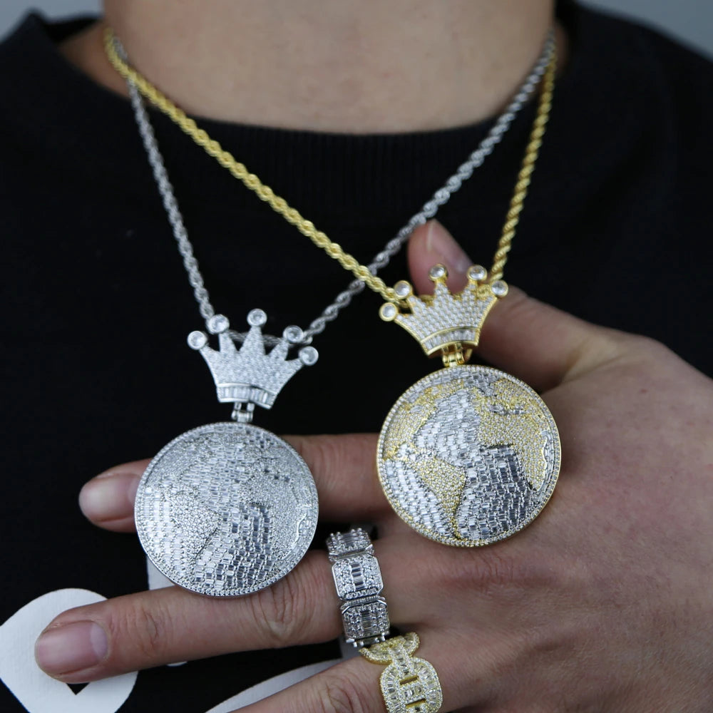 model using Bling CZ King Of The World Pendant Necklace