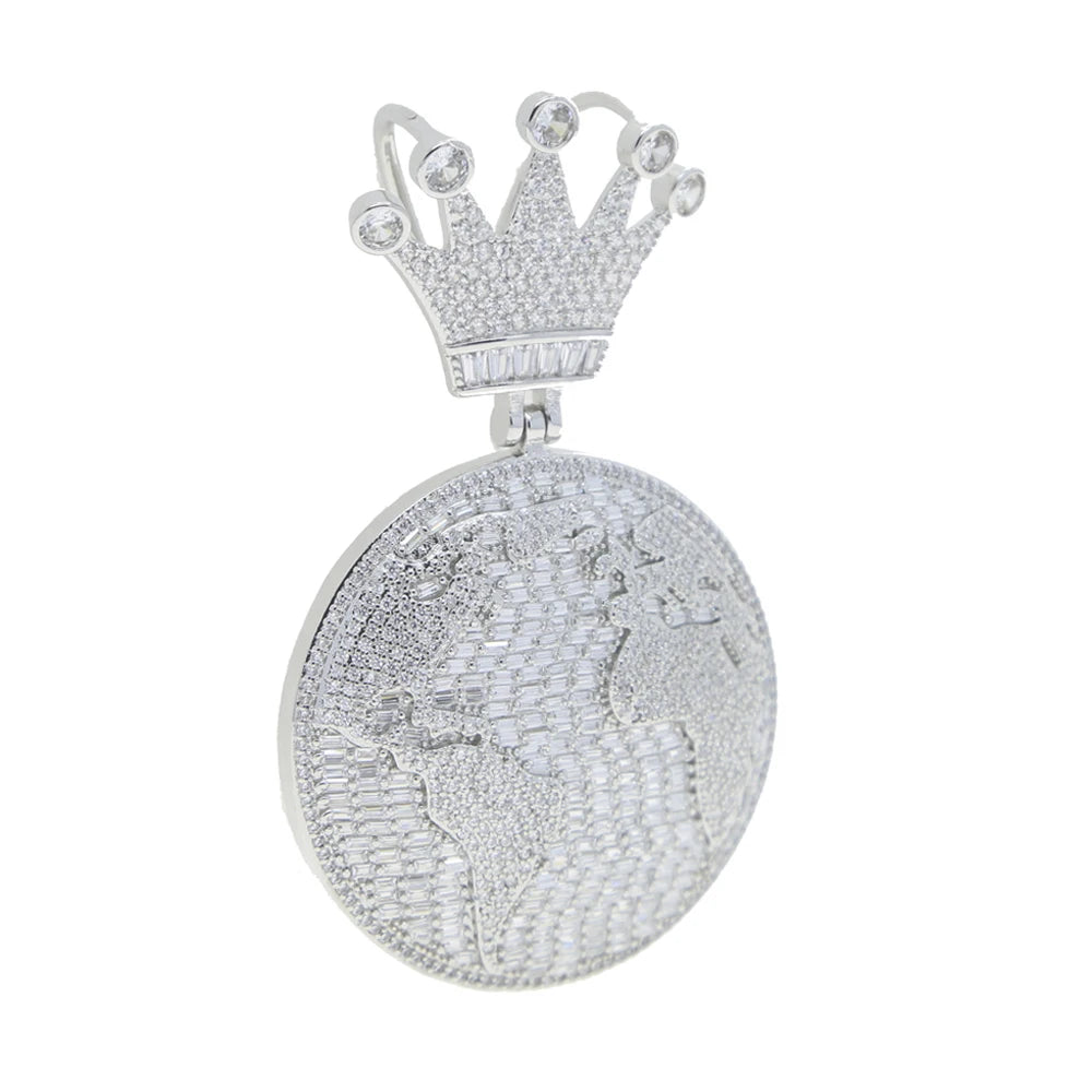 Silver Bling CZ King Of The World Pendant Necklace
