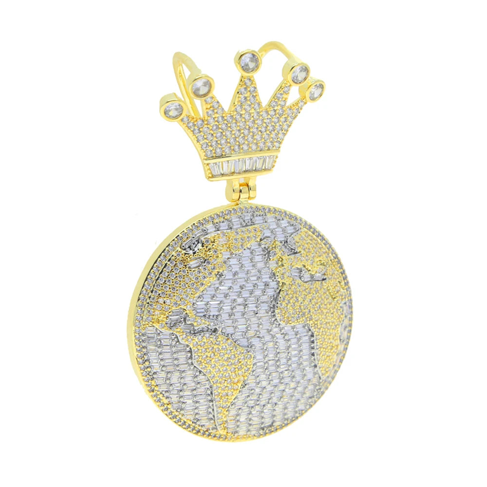 gold pendant Bling CZ King Of The World Pendant Necklace