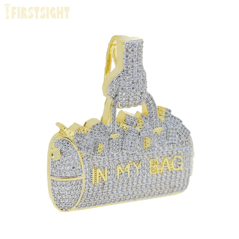 Bling CZ Letter Hustle Hard Rich Lucky Pendant Necklace