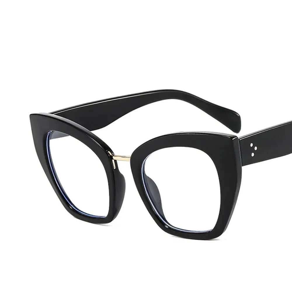 Black frame Blocking Leopard Print Cat Eye Big Frame Eyeglasses