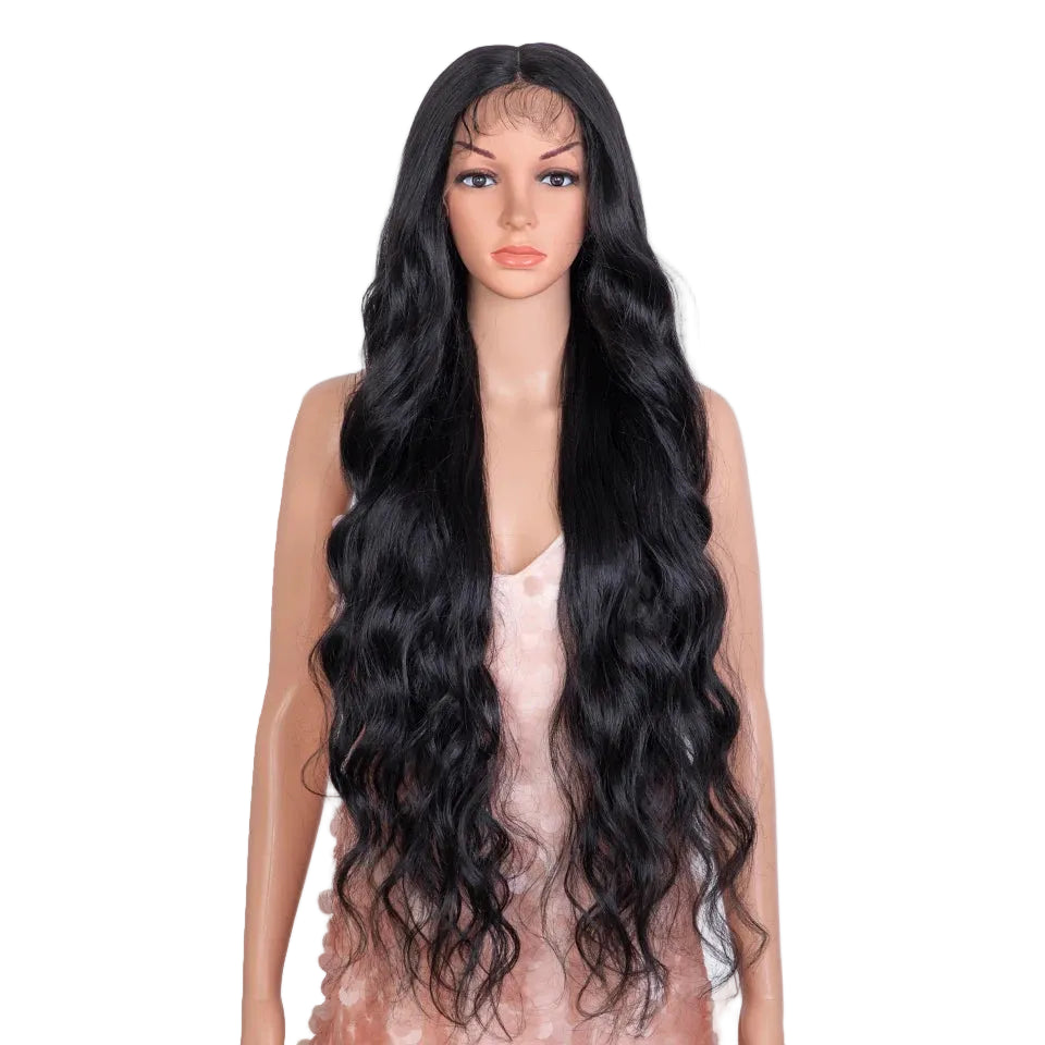Black Long Wavy Synthetic Lace Front Wig