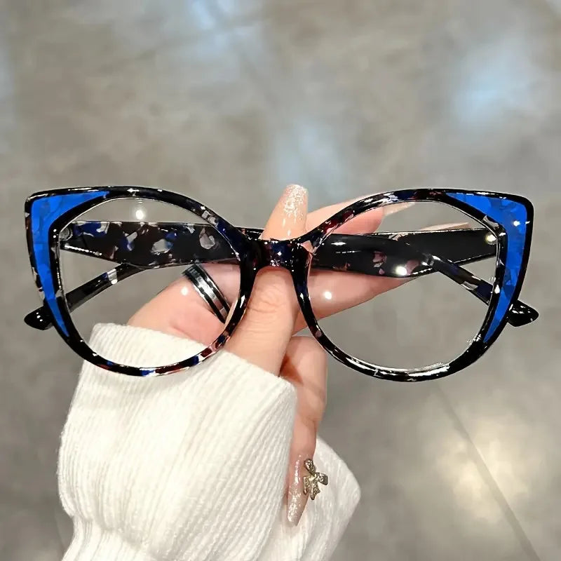 Black Blue Blue Light Blocking Cat Eye Glasses with Gradient Color Frame
