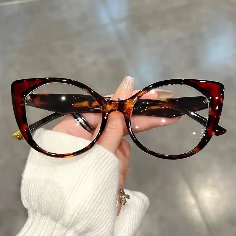 Leopard Blue Light Blocking Cat Eye Glasses with Gradient Color Frame