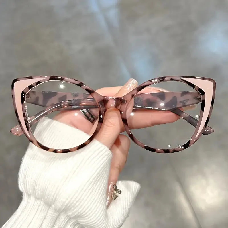 Leopard pink Blue Light Blocking Cat Eye Glasses with Gradient Color Frame