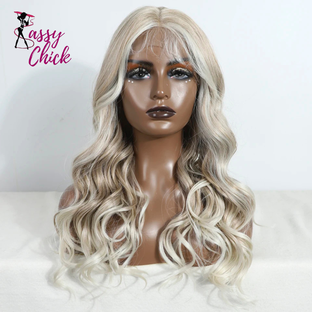 Body 24 inch Wavy Easy Wear Lace Front Synthetic Wigs Sassy Chick Logo