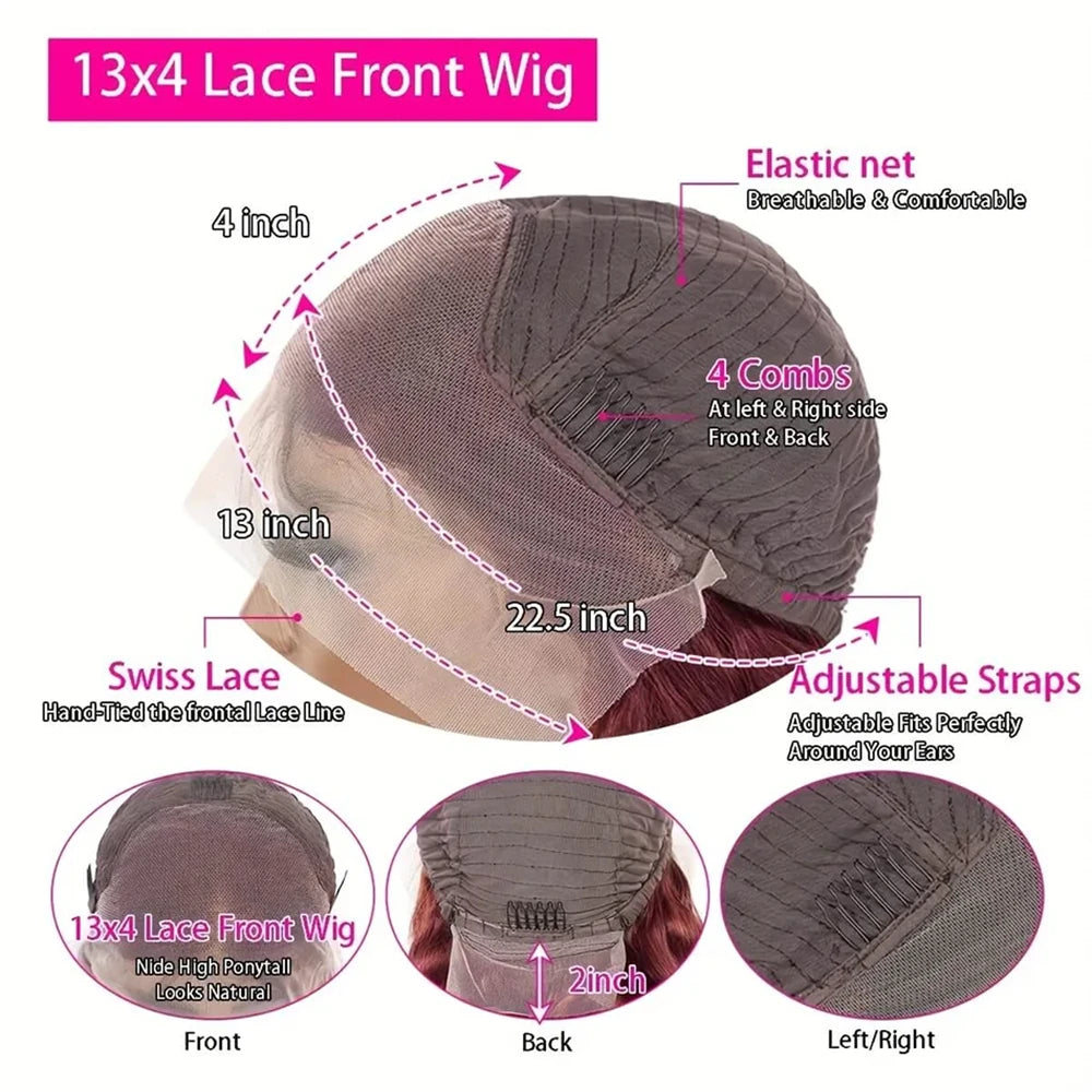 Size of Body Wave 13X4 Lace Bob 100% Human Hair Wig