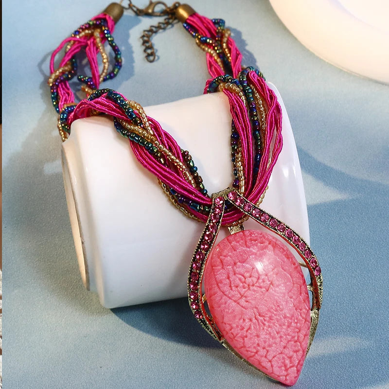 Pink Bohemia Ethnic Handmade Necklace For Women