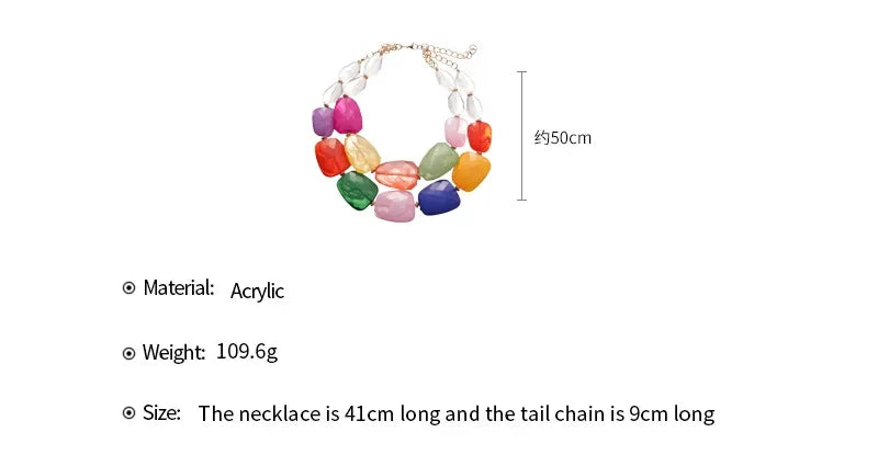 Details of Bohemian Acrylic Irregular Colorful Bead Necklaces