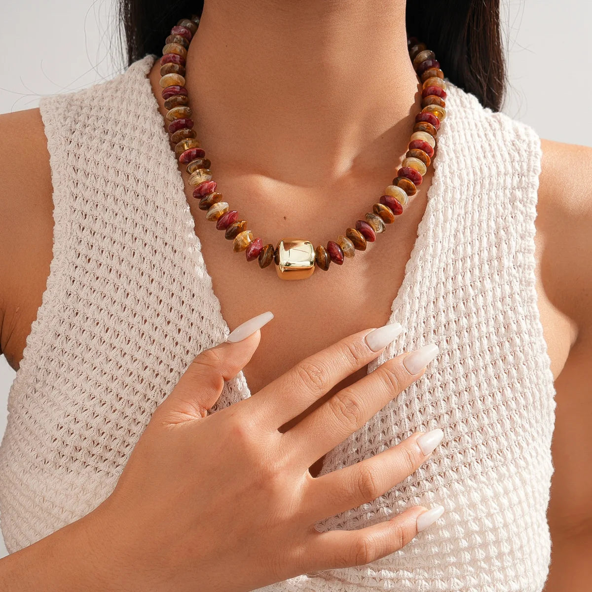 Bohemian Acrylic Irregular Colorful Bead Necklaces