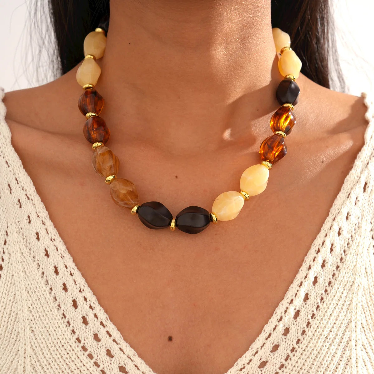 Bohemian Acrylic Irregular Colorful Bead Necklaces