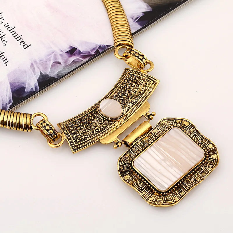 Gold Bohemian Alloy Acrylic Sheet Statement Jewelry Set