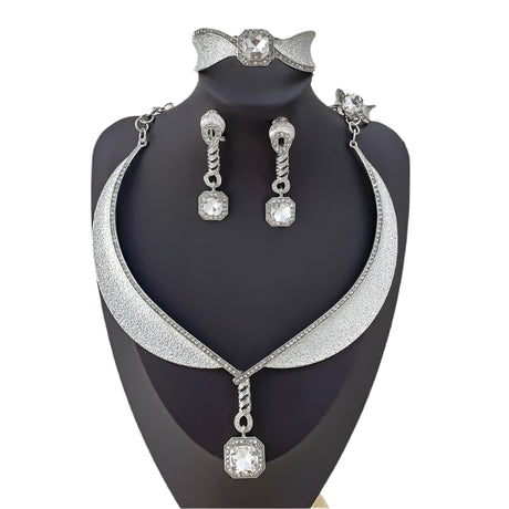 silver Bohemian Rhinestone Gold Plated 4Pcs Jewelry Set