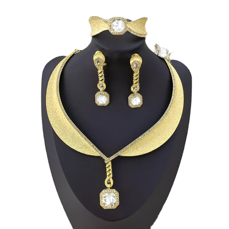 Bohemian Rhinestone Gold Plated 4Pcs Jewelry Set