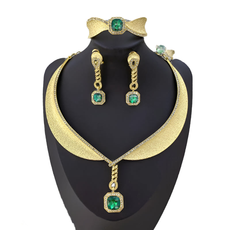 Bohemian Rhinestone Gold Plated 4Pcs Jewelry Set