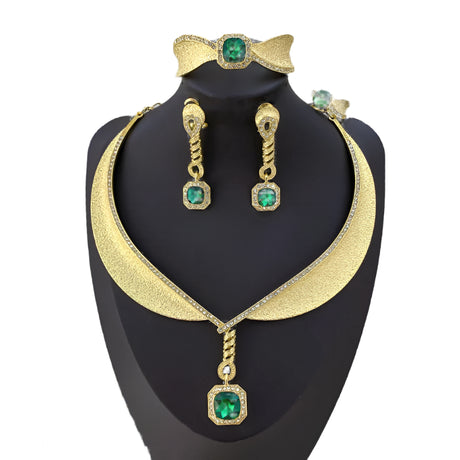 Bohemian Rhinestone Gold Plated 4Pcs Jewelry Set