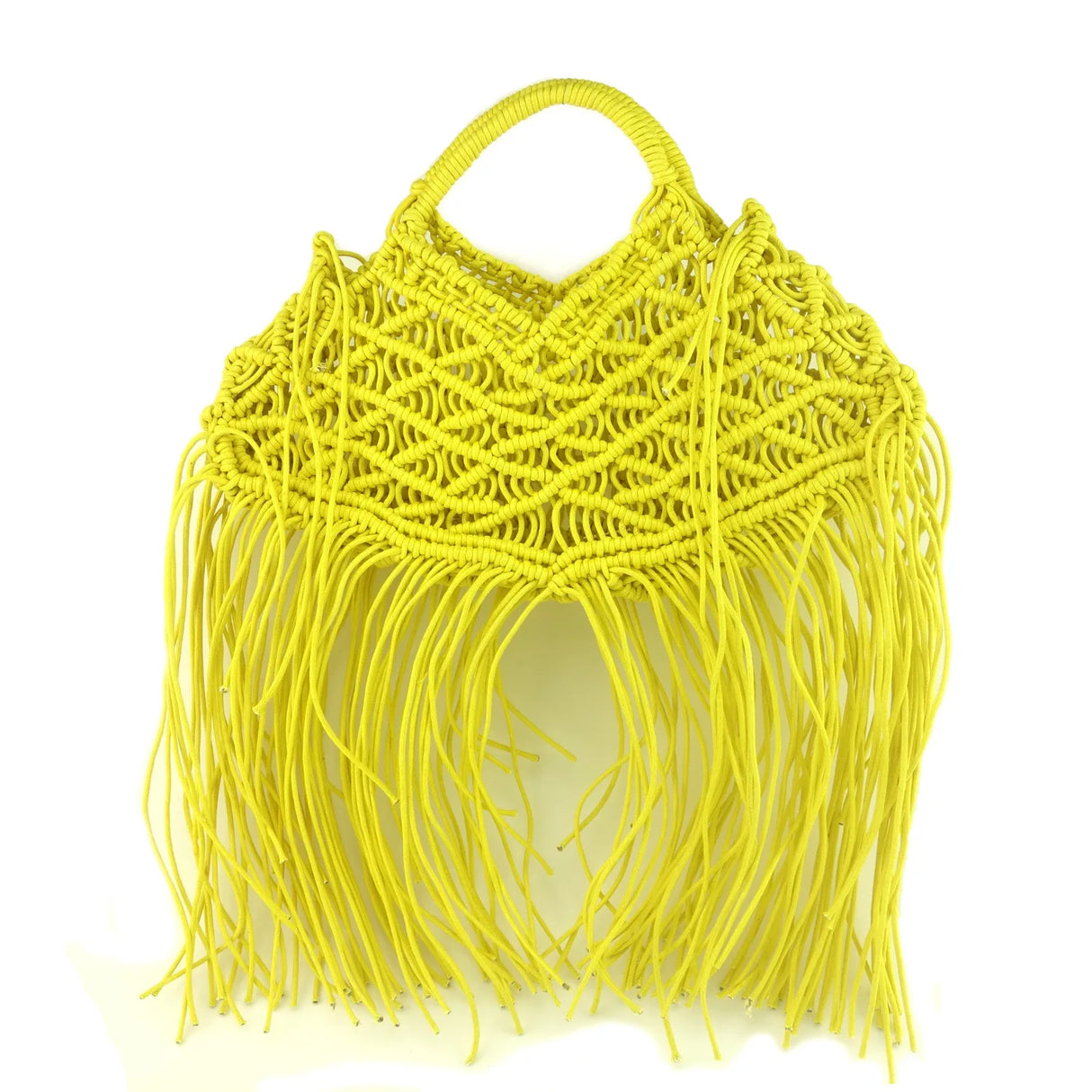 yellow fishnet tote bag