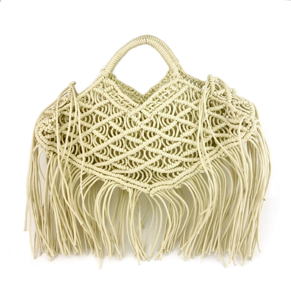 white fishnet tote bag