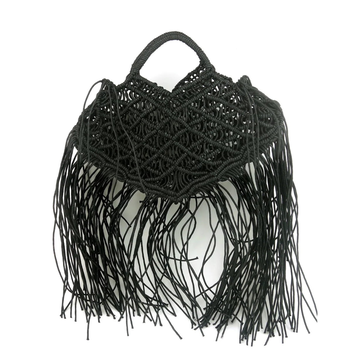 black fishnet tote bag