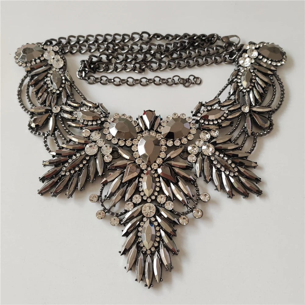 Boho Multicolor Leaf Choker silver