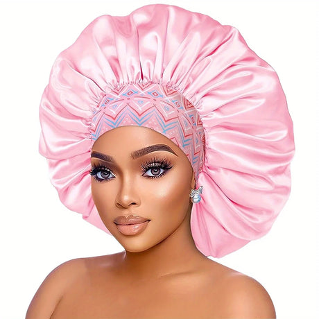 pink geometric design bonnet