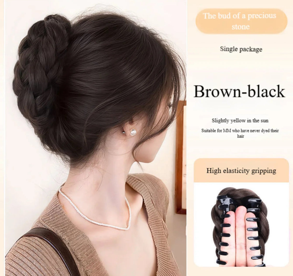 Braided Bun Fluffy Hairpiece Synthetic Claw