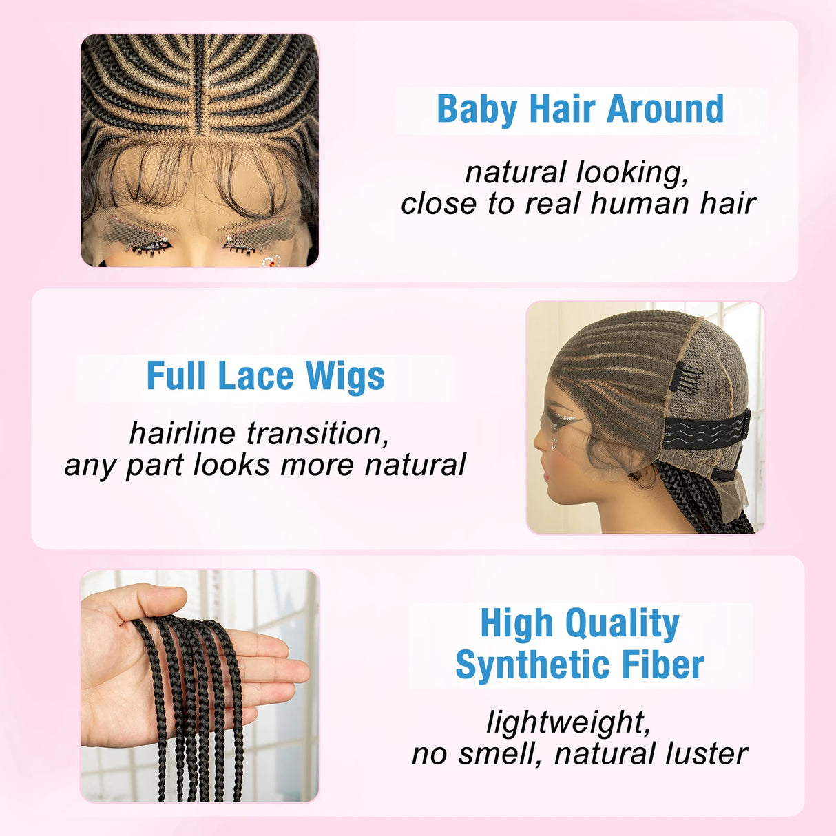 Braided Wig with Baby Hair details