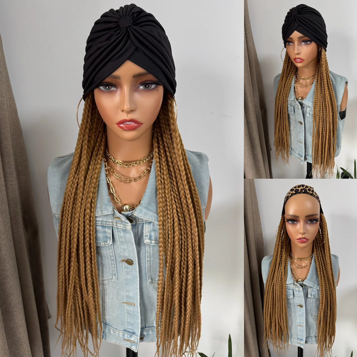 Braiding Hair Extensions Wig With Head Scarf
