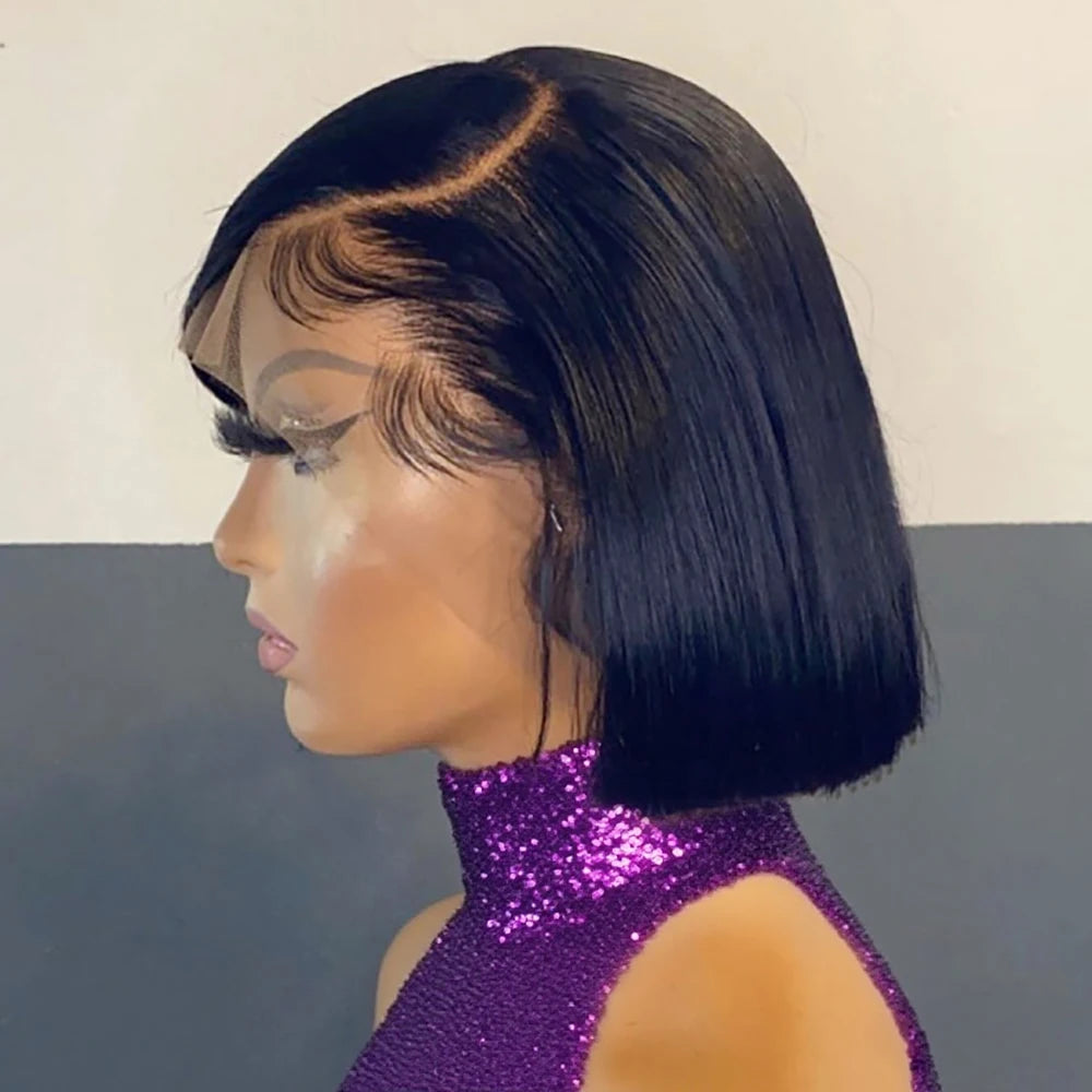 Brazilian Bone Straight Short Bob 13x4 Human Hair Wigs