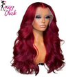 Brazilian  Burgundy Colored Transparent Lace Front Wigs Sassy Chick Logo